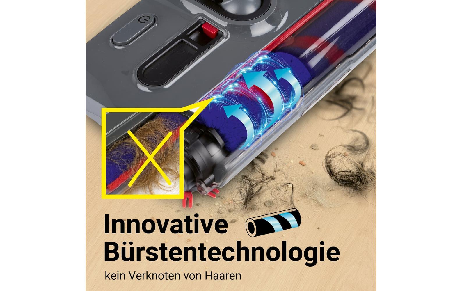 Akku-Besen 15 W, USB-C, LEDAkku-Besen mit abknicknbarem Kopf und LED-Beleuchtung