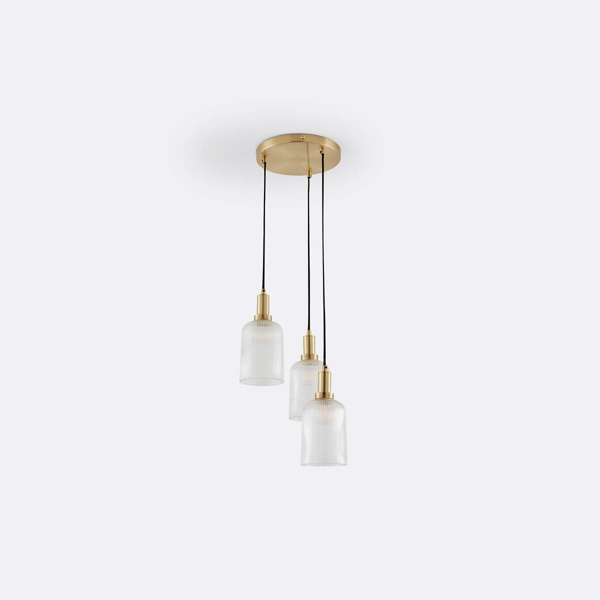 LA REDOUTE INTERIEURS<br>Luminária pendente em latão e vidro canelado, Bogotá