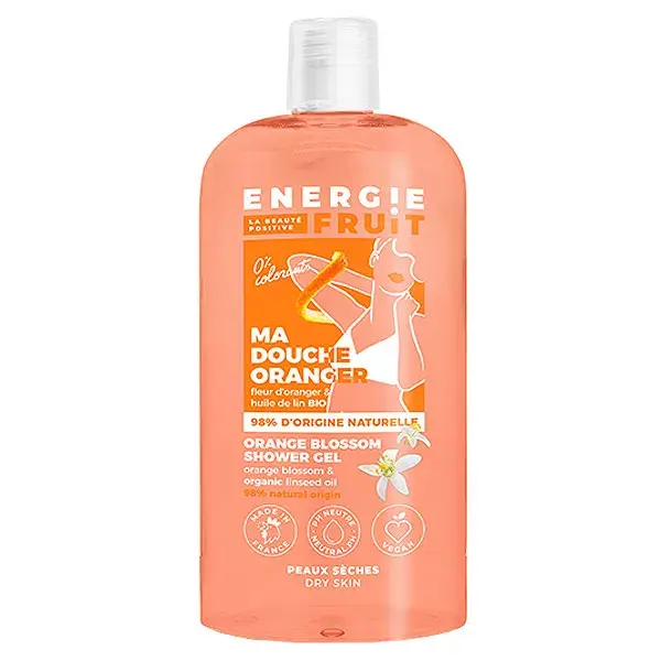 Energie Fruit My Gel de Banho para Pele Seca, Flor de Laranjeira e Óleo de Linhaça Orgânico, 500ml