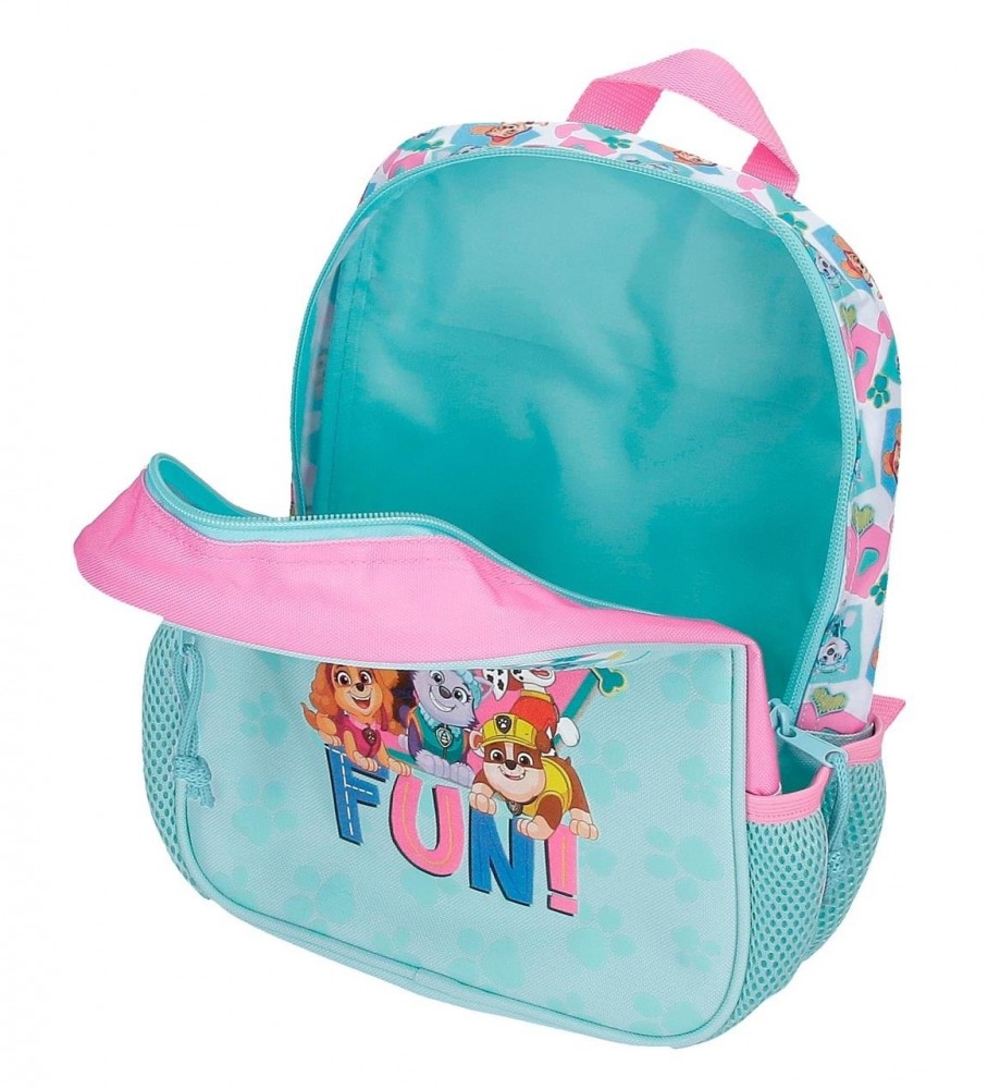 Mochila pré-escolar Joumma Bags Paw Patrol Friendship Fun 28cm com rodinhas turquesa