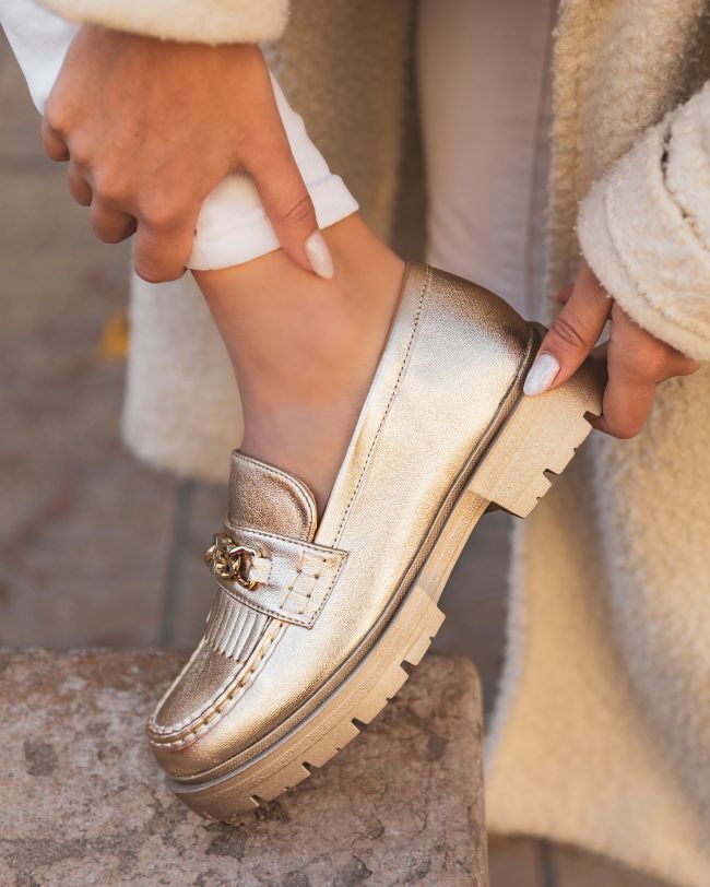 Mocassin femme doré - Livia