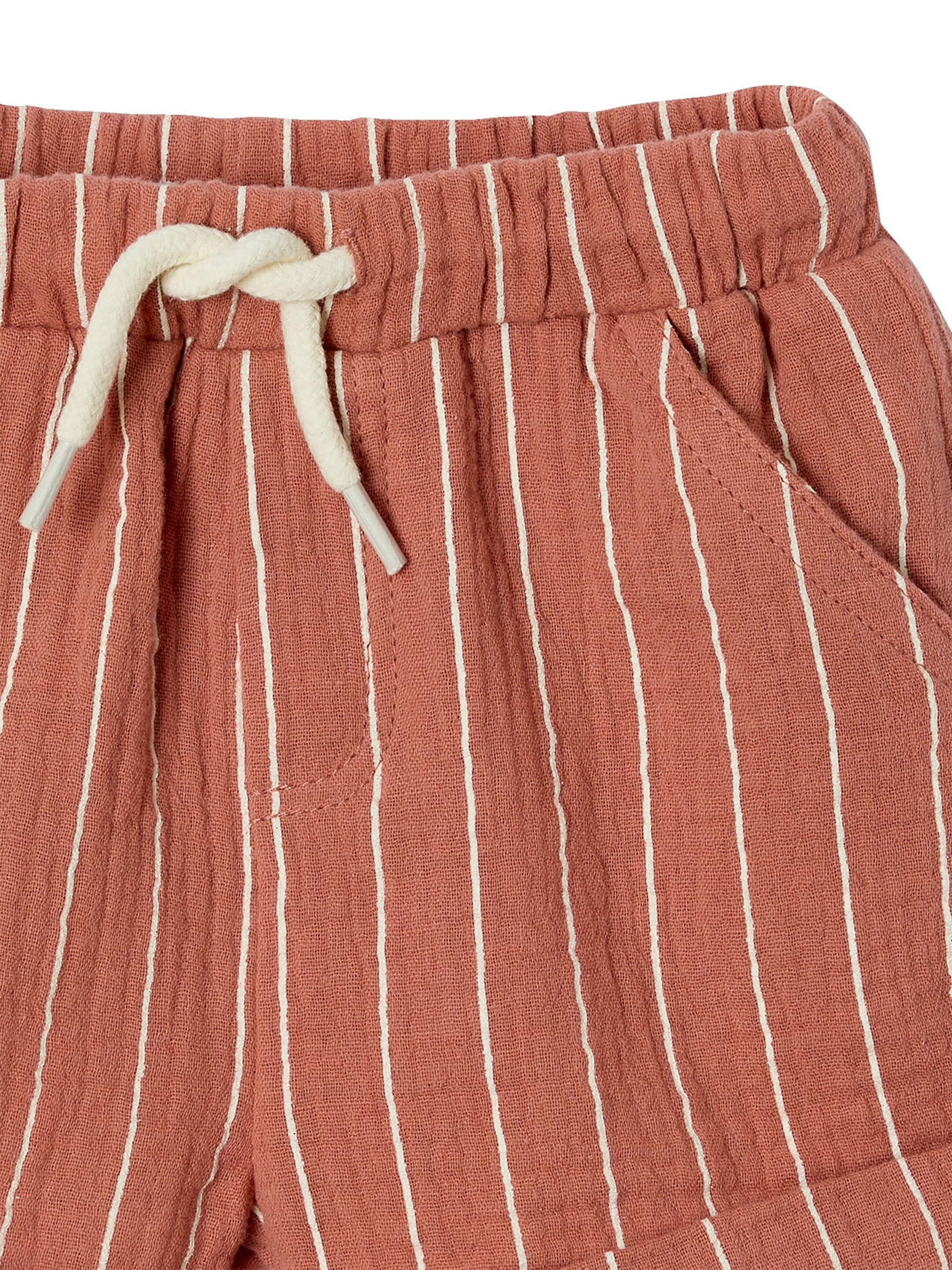 Vertbaudet Weiche Baby Musselin-Shorts mit Streifen terrakotta