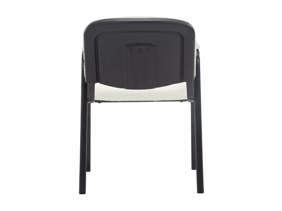 Chaise de conférence - Similicuir & Métal noir mat - Crème - Ken Pro