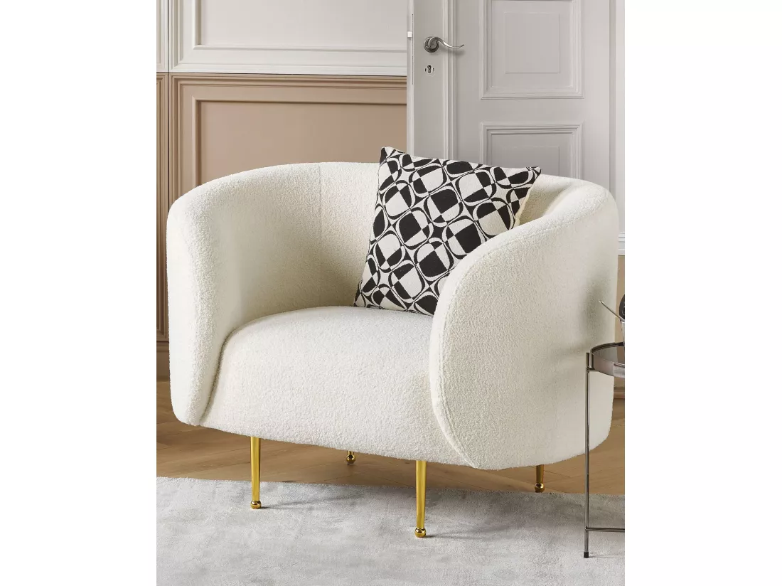 Fauteuil LOEN Bouclé Blanc