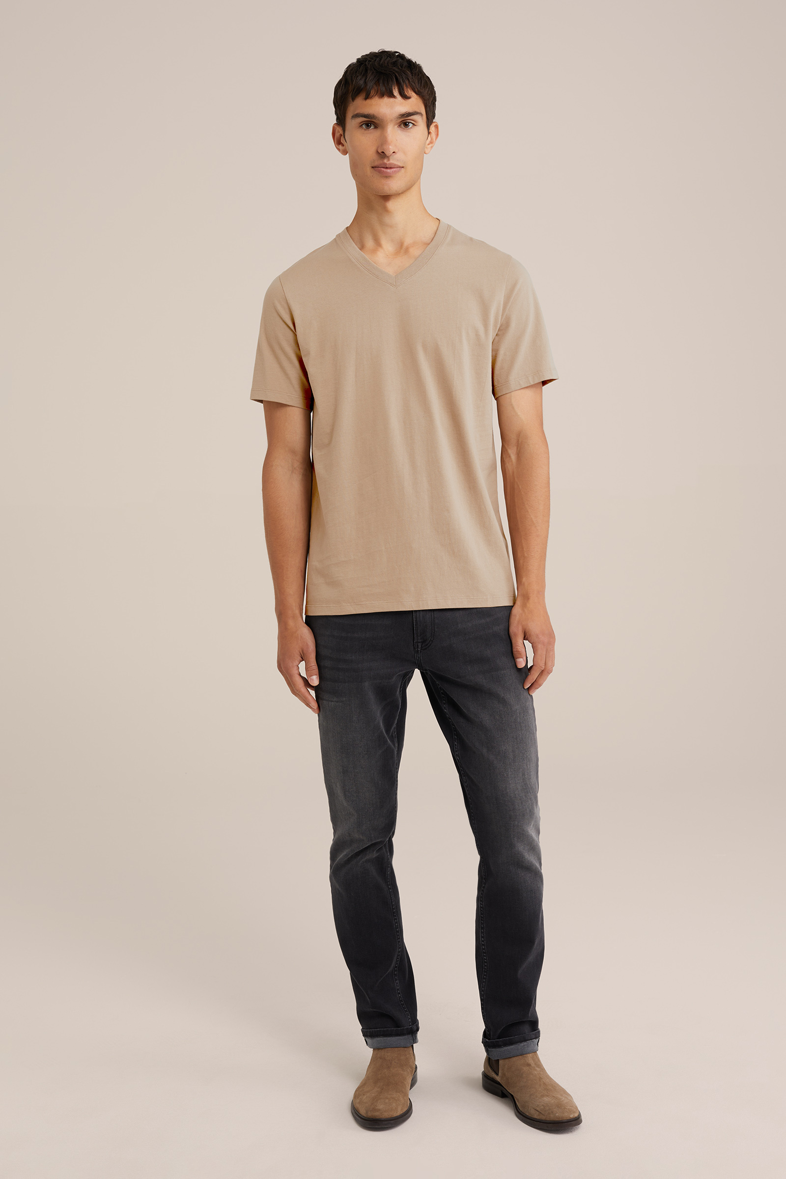 T-shirt van 100% katoen WE Fashion Beige