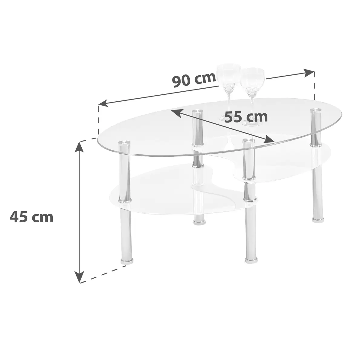 Salontisch oval Saba weiss