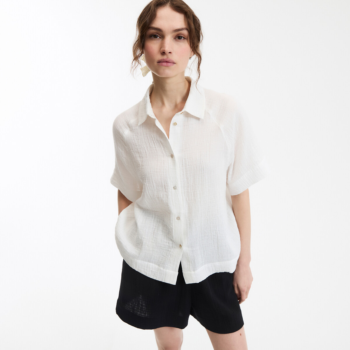 COLEÇÕES LA REDOUTE<br>Camisa folgada com mangas até o cotovelo