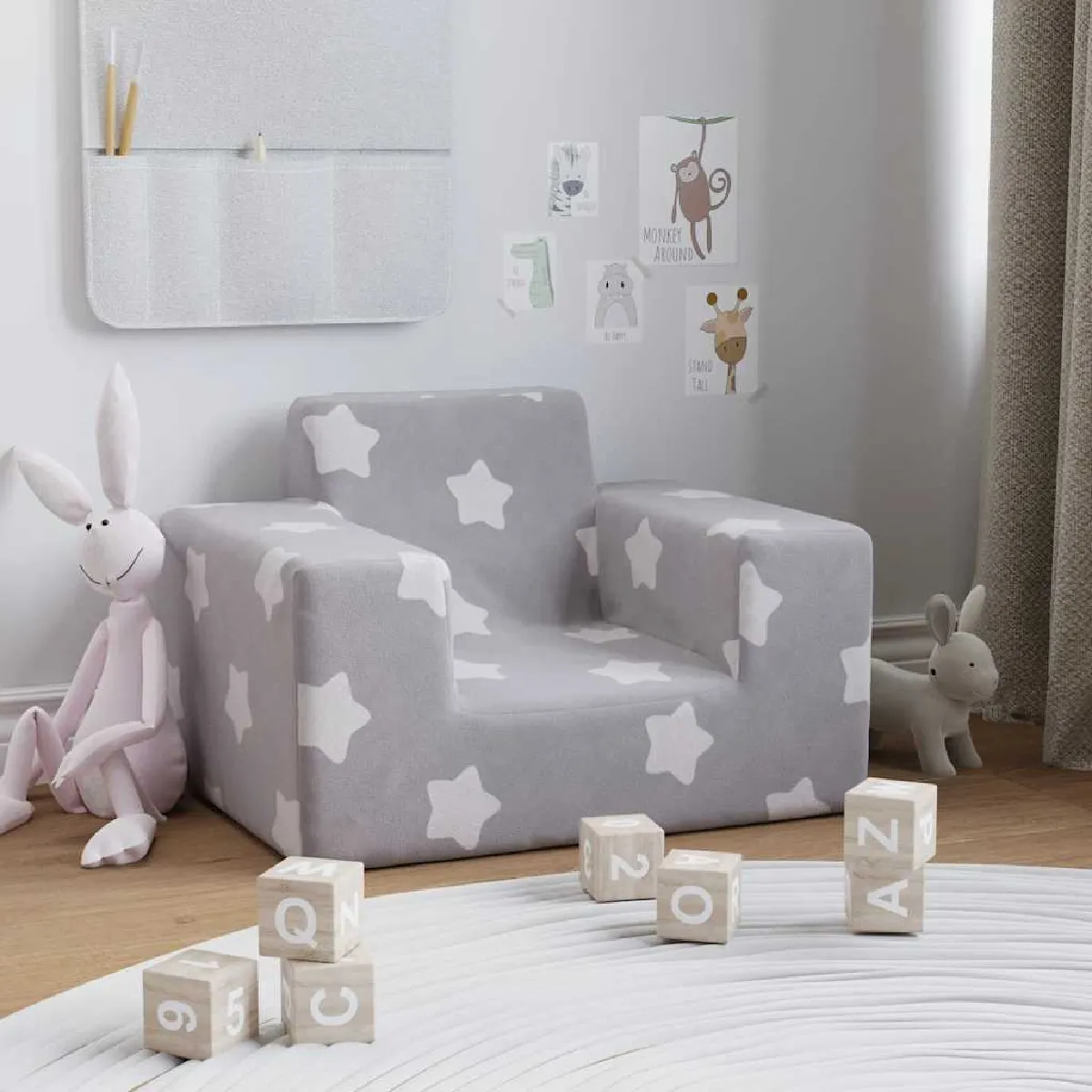 vidaXL Canapé Enfants - Gris Étoiles