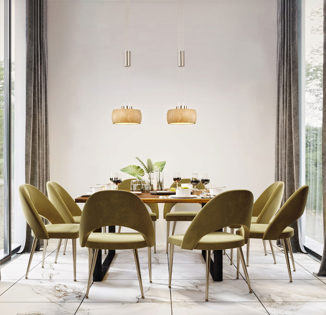 Fischer & Honsel Pendelleuchte SHINE-WOOD