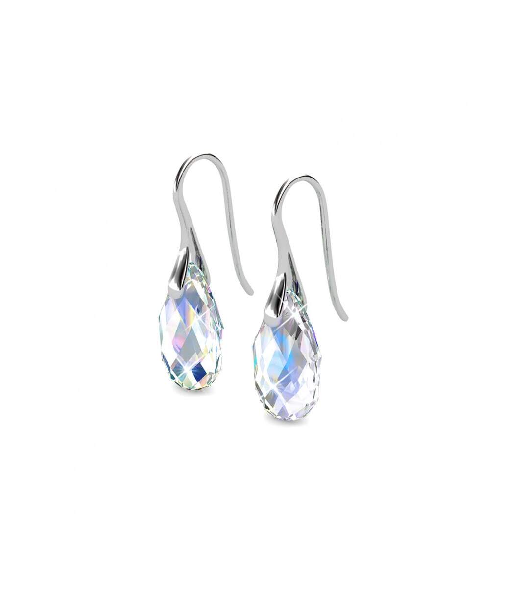 Boucles d'oreilles Teardrop Hook - Argenté et Blanc brillant