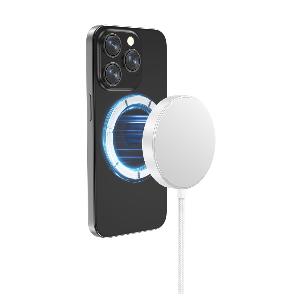 (1.5m) 15W Qi2 USB C auf MagSafe Ladegerät Magnetischer Wireless Charger - Weiss