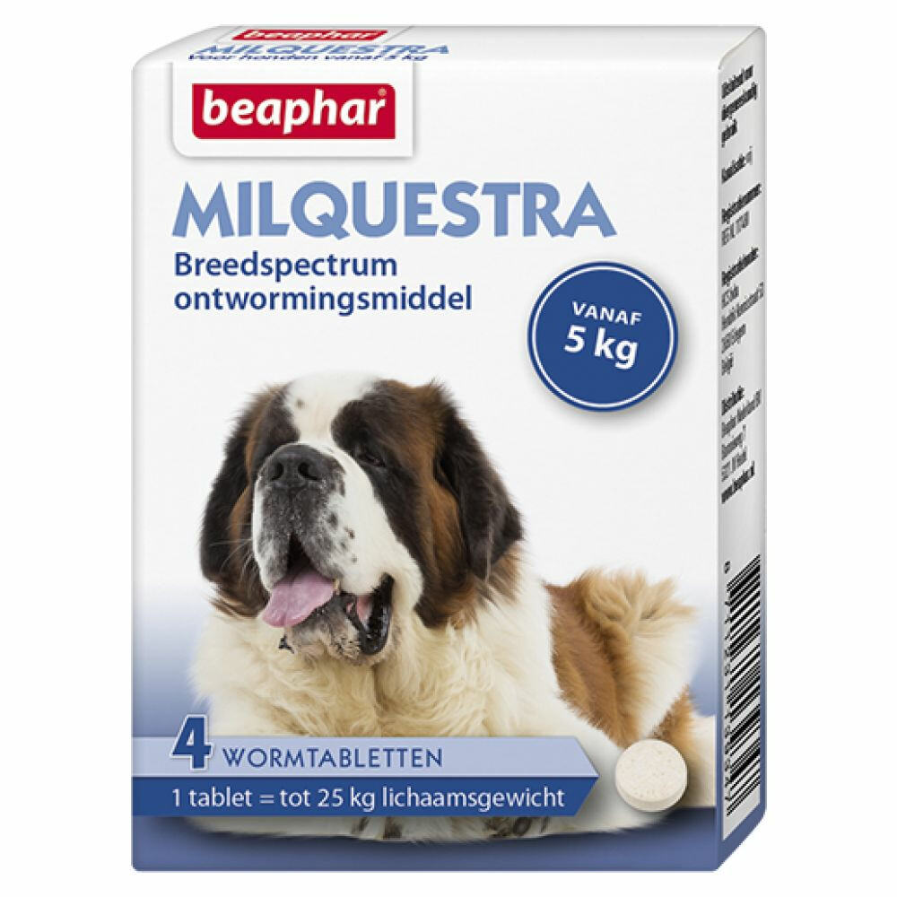Beaphar Milquestra Ontworming Tabletten Hond 5 - 75 kg4 tabletten