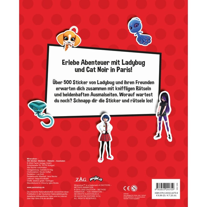 Miraculous - 500 Sticker - Stickern - Rätseln - Ausmalen