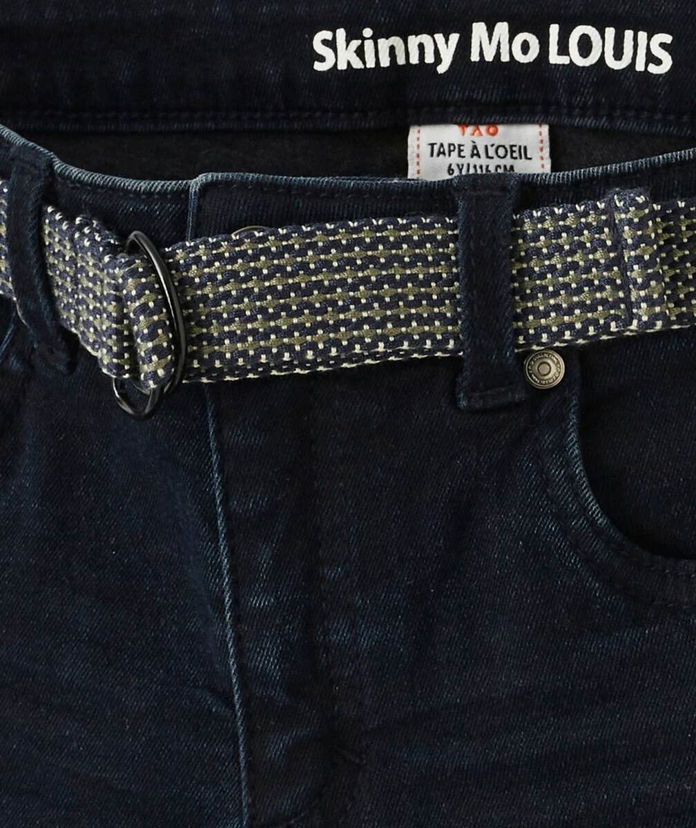 LOUIS LE JEAN SKINNY MARINE AVEC CEINTURE TAILLE +