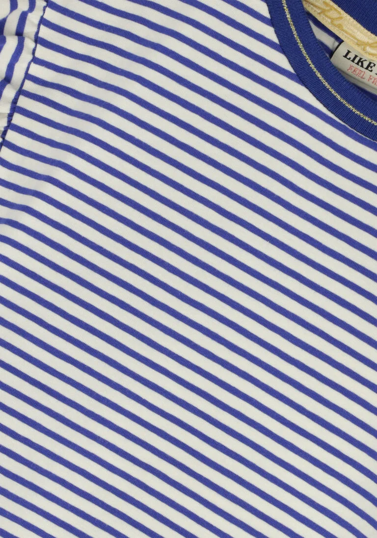LIKE FLO blauw/wit gestreepte like flo t-shirt stripe jersey ruffle tee