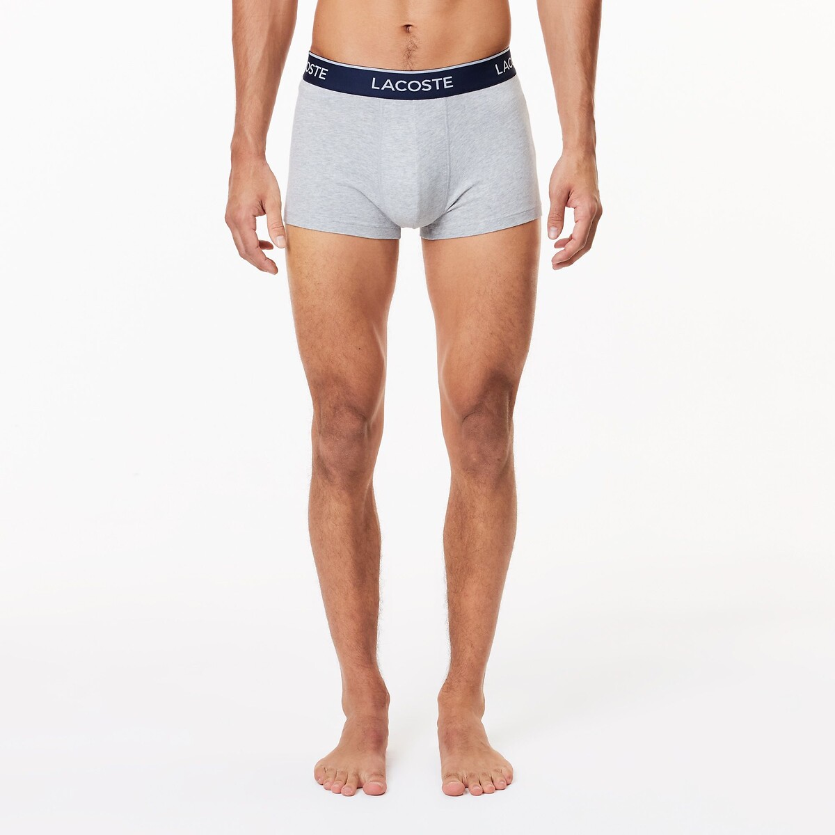 LACOSTE<br>Conjunto de 3 cuecas boxer lisas, algodão elástico
