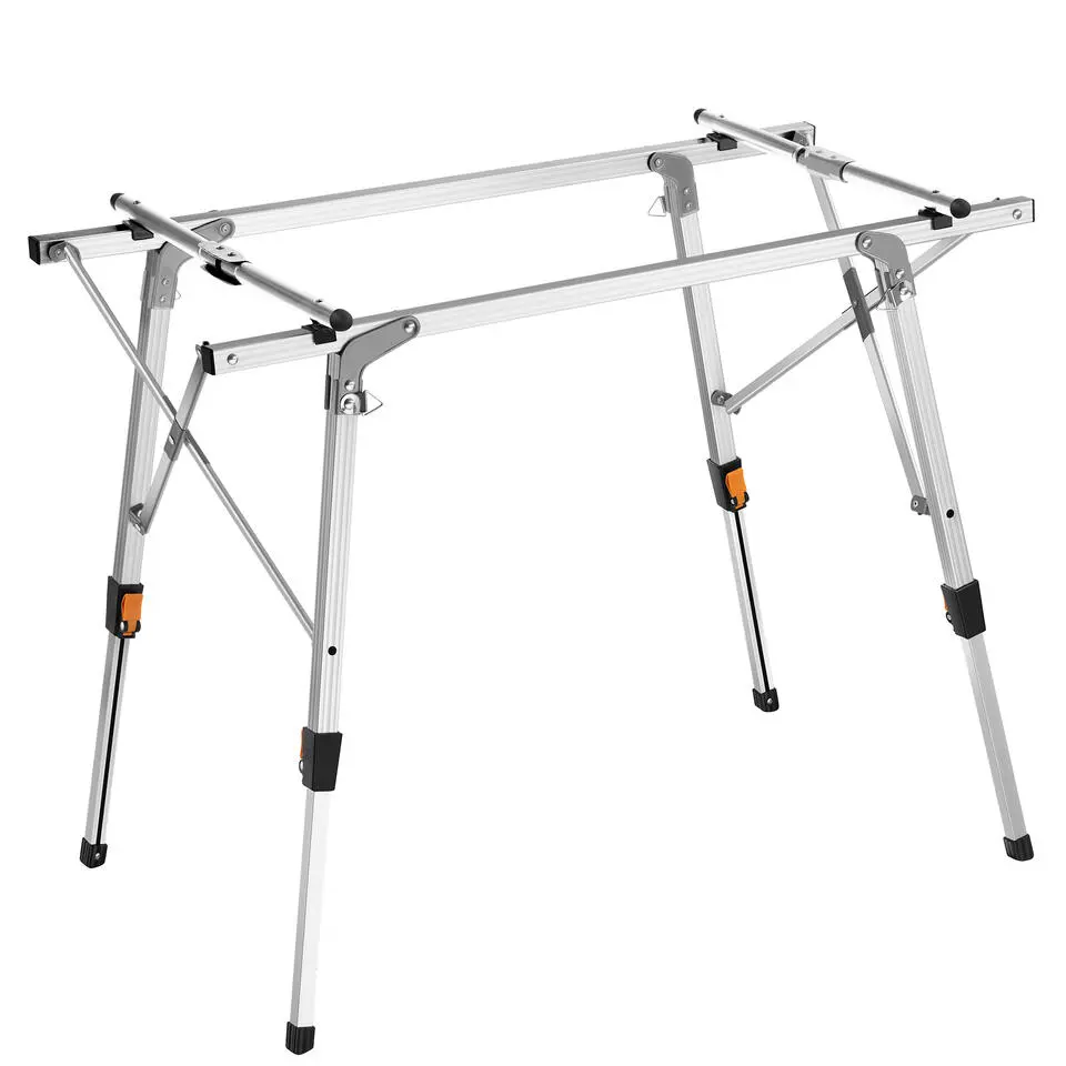 tectake Aluminium campingtafel Tina opvrouwbaar in hoogte verstelbaar , Zilver