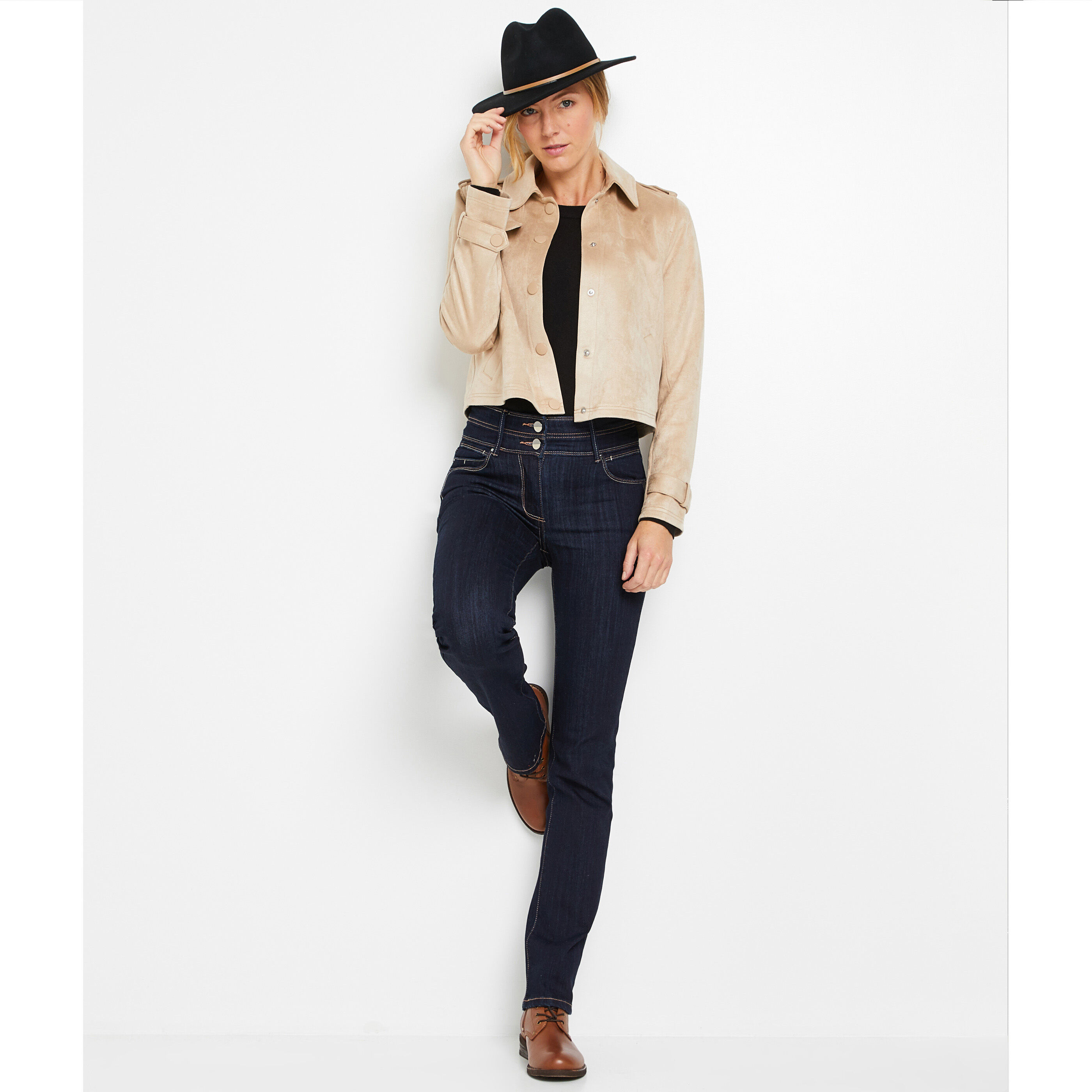 Jean droit taille haute ROME femme - BRUT