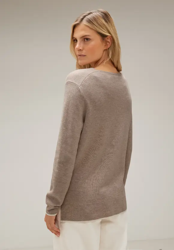 Pullover mit V-Ausschnitt - bleached sand melange