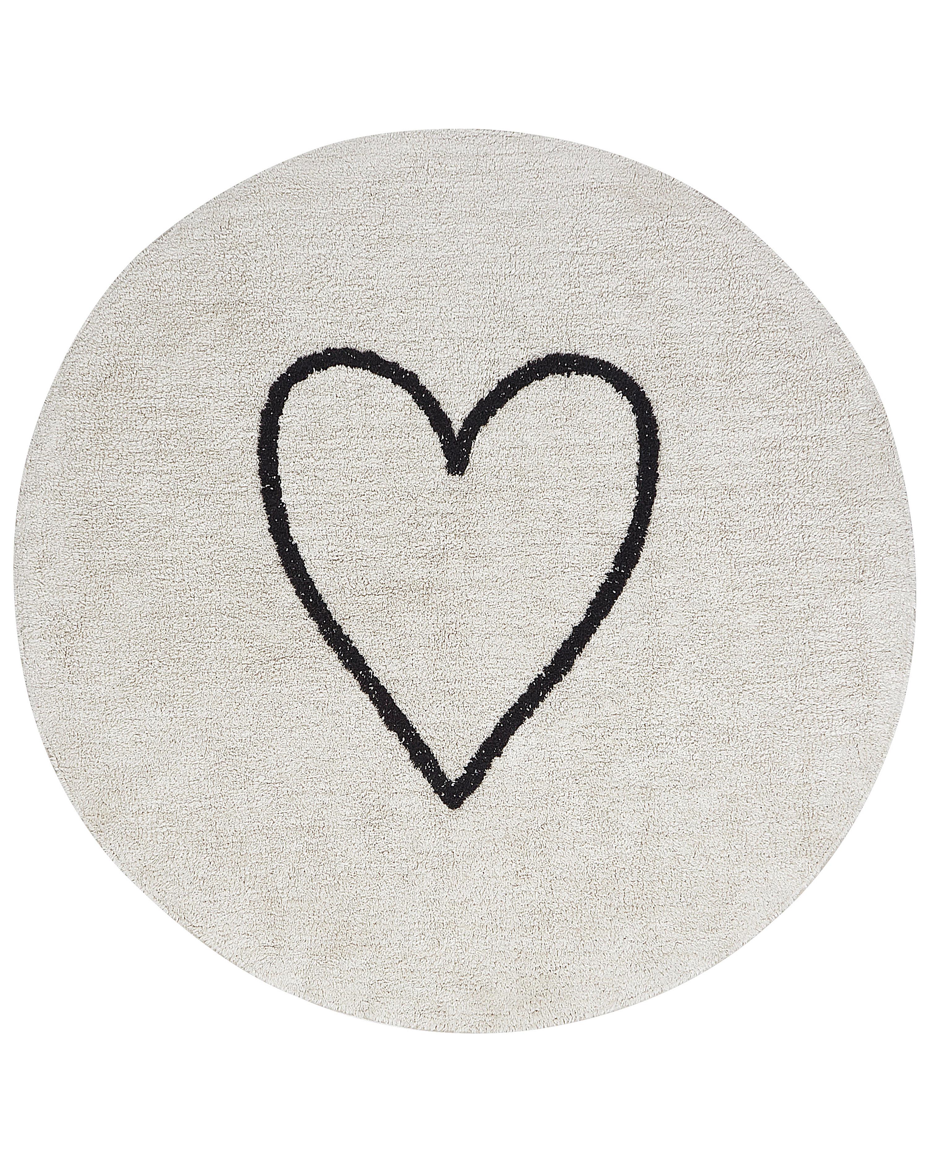 Kindervloerkleed HEART Beige ø 140 cm Katoen