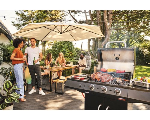 Char-Broil Performance CORE B 3 Cabinet gasgrill met 3 branders, zwart metallic, inclusief opbergplank, dekselthermometer, vetopvangbak, warmhoudrek en grillrooster.