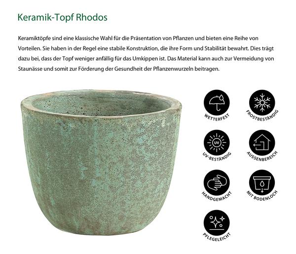 Dehner Keramik-Topf Rhodos, rund, blau-grün
