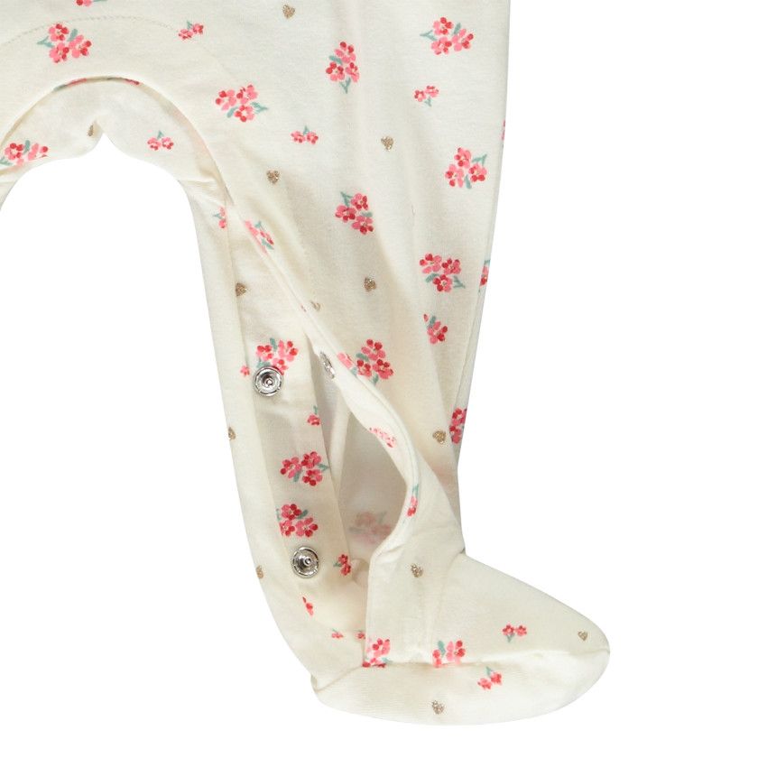 Dors-bien en jersey imprimé fleuri pour bébé fille - Ecru