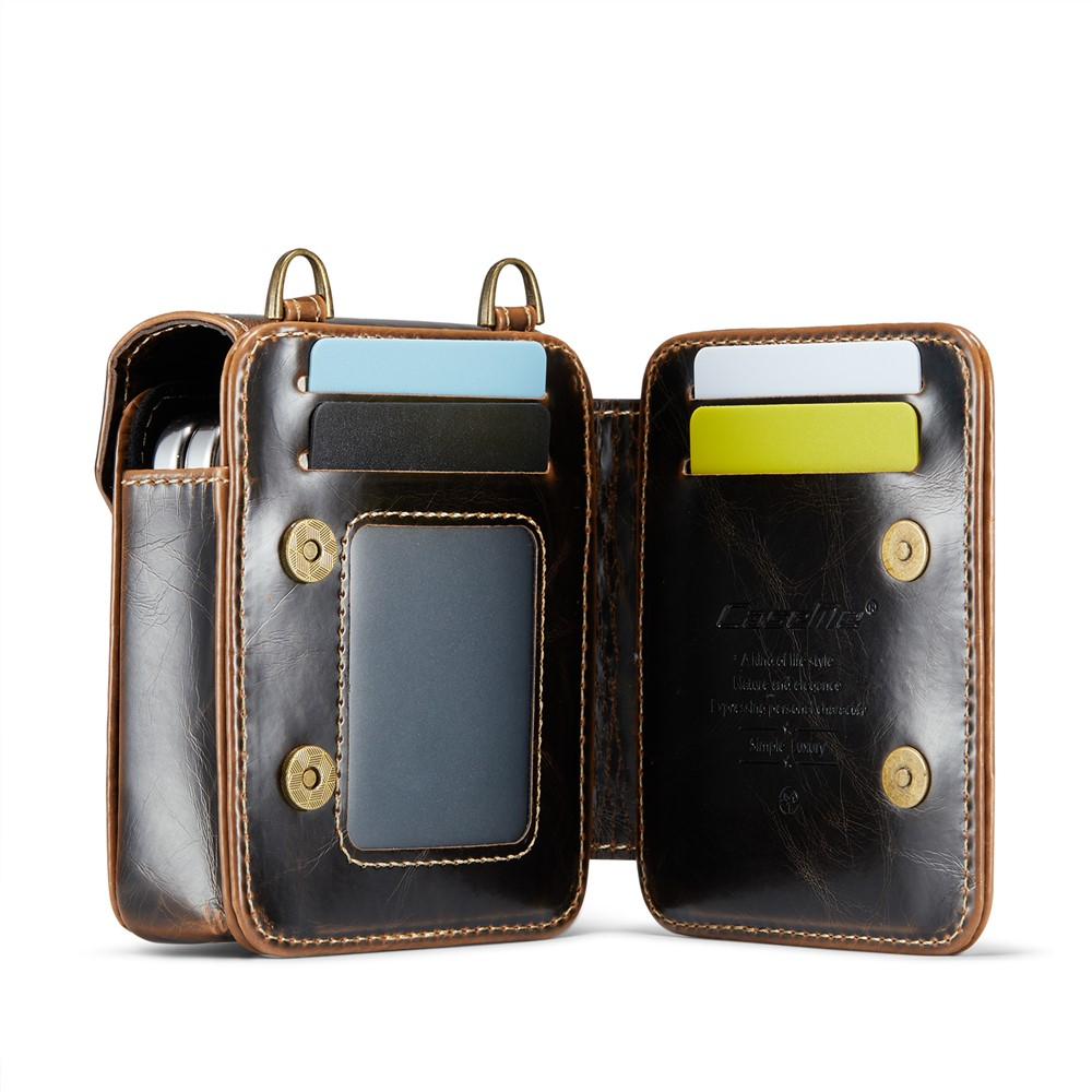 Samsung Galaxy Z Flip7 FE / Z Flip7 / Z Flip6 / Z Flip5 5G Necklace Leder Tasche Flip Wallet Etui mit Kartenfächern (RFID Schutz) - Schwarz