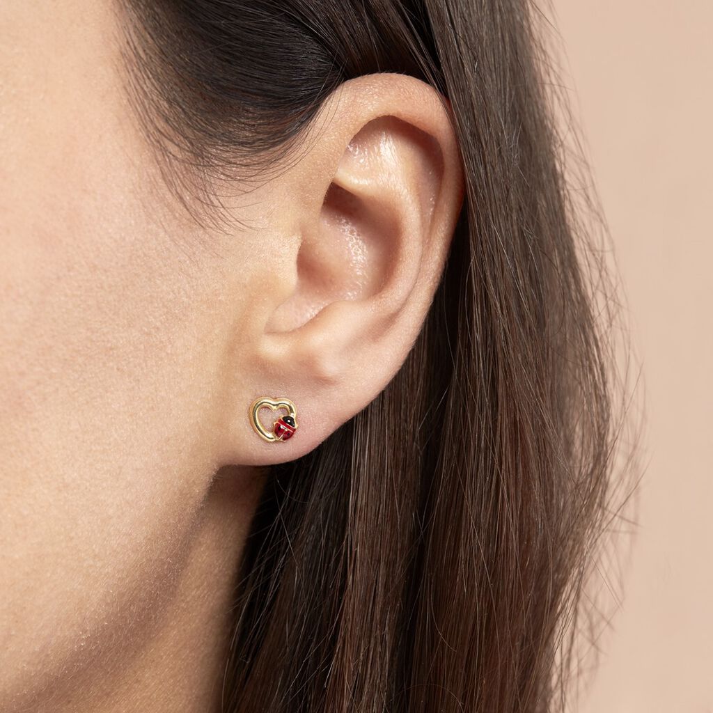 Boucles D'oreilles Puces Or Jaune Syringa Smalto