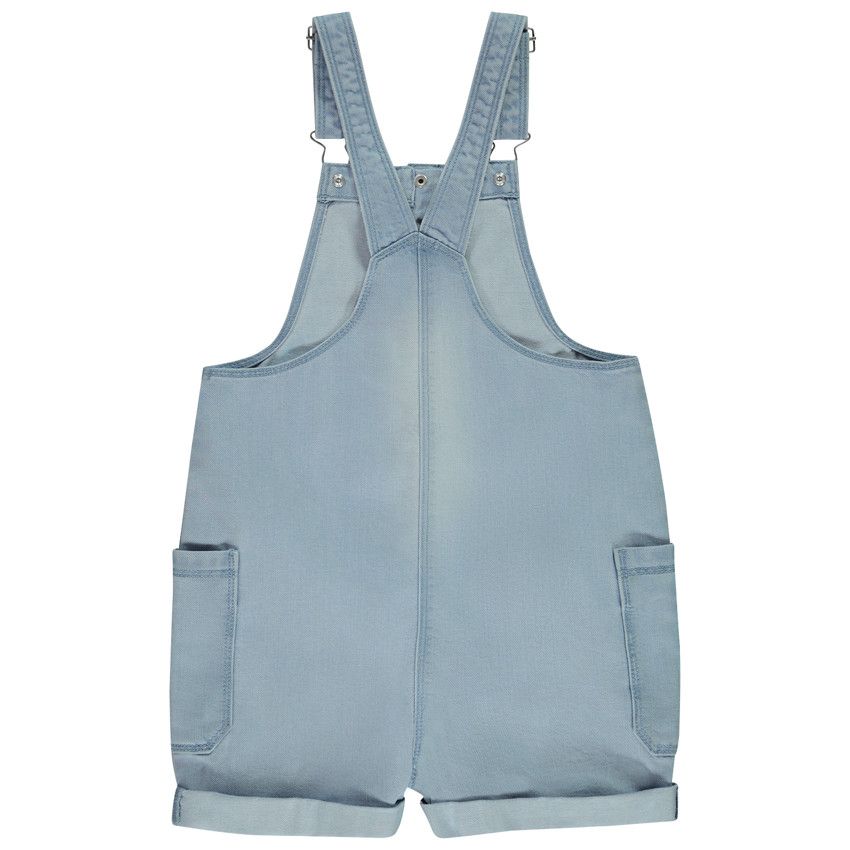 Salopette courte et large en jean avec poches pour fille - Bleu