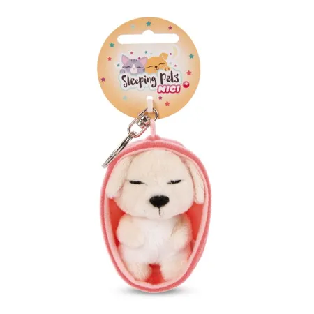 NICI Schlüsselanhänger Sleeping Pets Hund 8cm creme