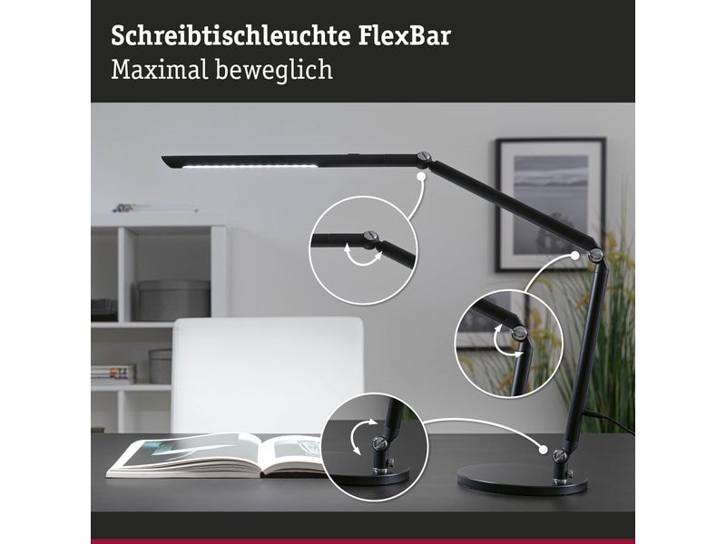 Paulmann Schreibtischleuchte FlexBar, Schwarz LED Schreibtischleuchte FlexBar
