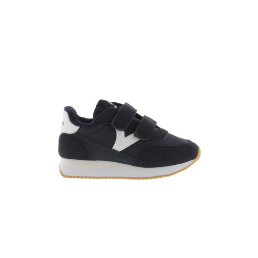 Tênis infantil Victoria Astro em nylon com detalhes em tom sobre tom e fechamento duplo em velcro.