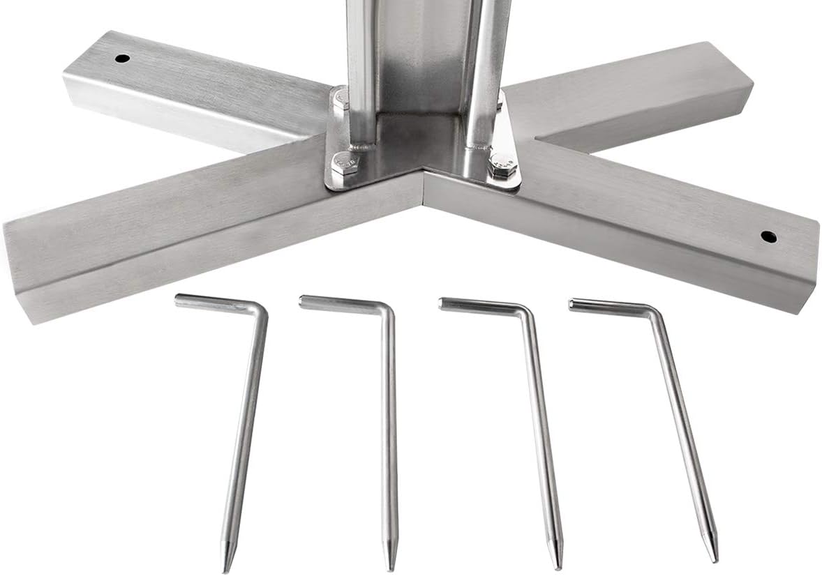 Beeketal 'BSG150-SG' Stand Spanferkelgrill für Feuerstellen oder Lagerfeuer mit Spießgrill Motor (ca. 2,4 U/Min), stabile 4-fach höhenverstellbare Edelstahl Konstruktion inkl. Boden Befestigungshaken