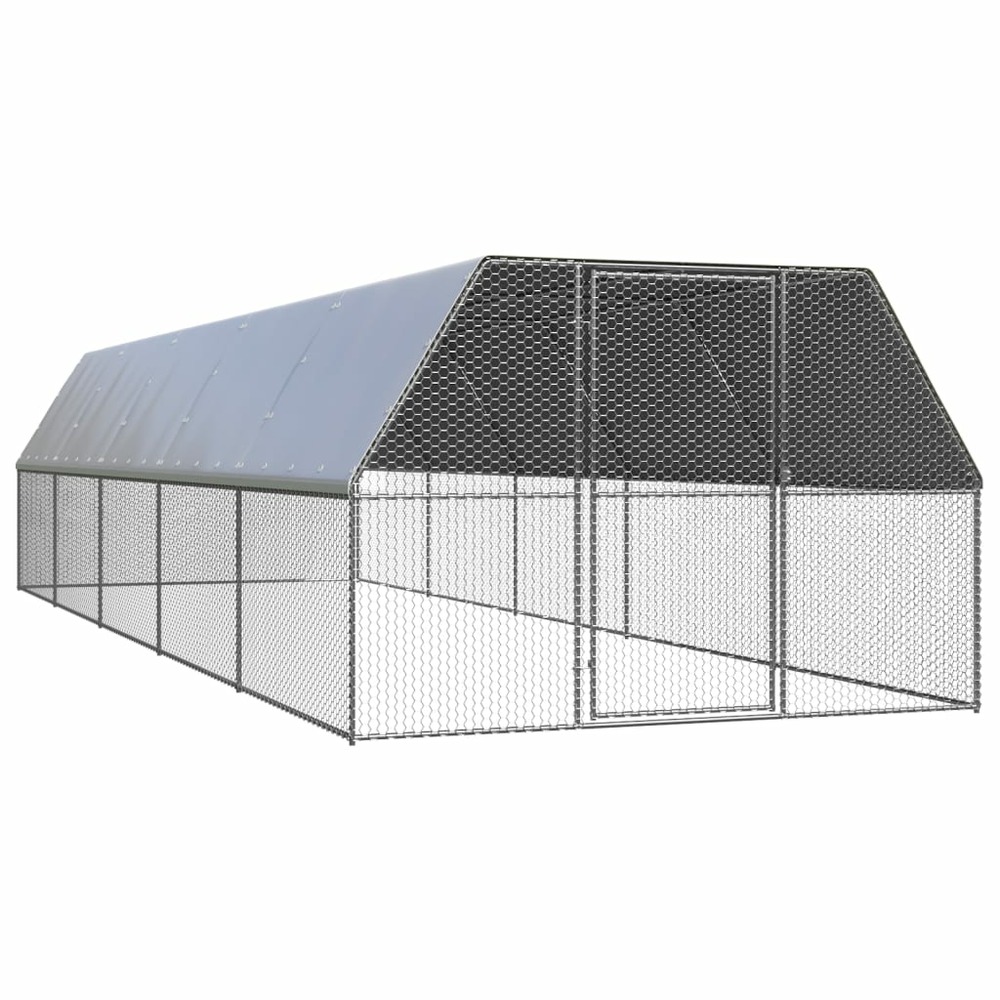 Poulailler d'extérieur 3 x 10 x 2 m acier galvanisé toit en pe