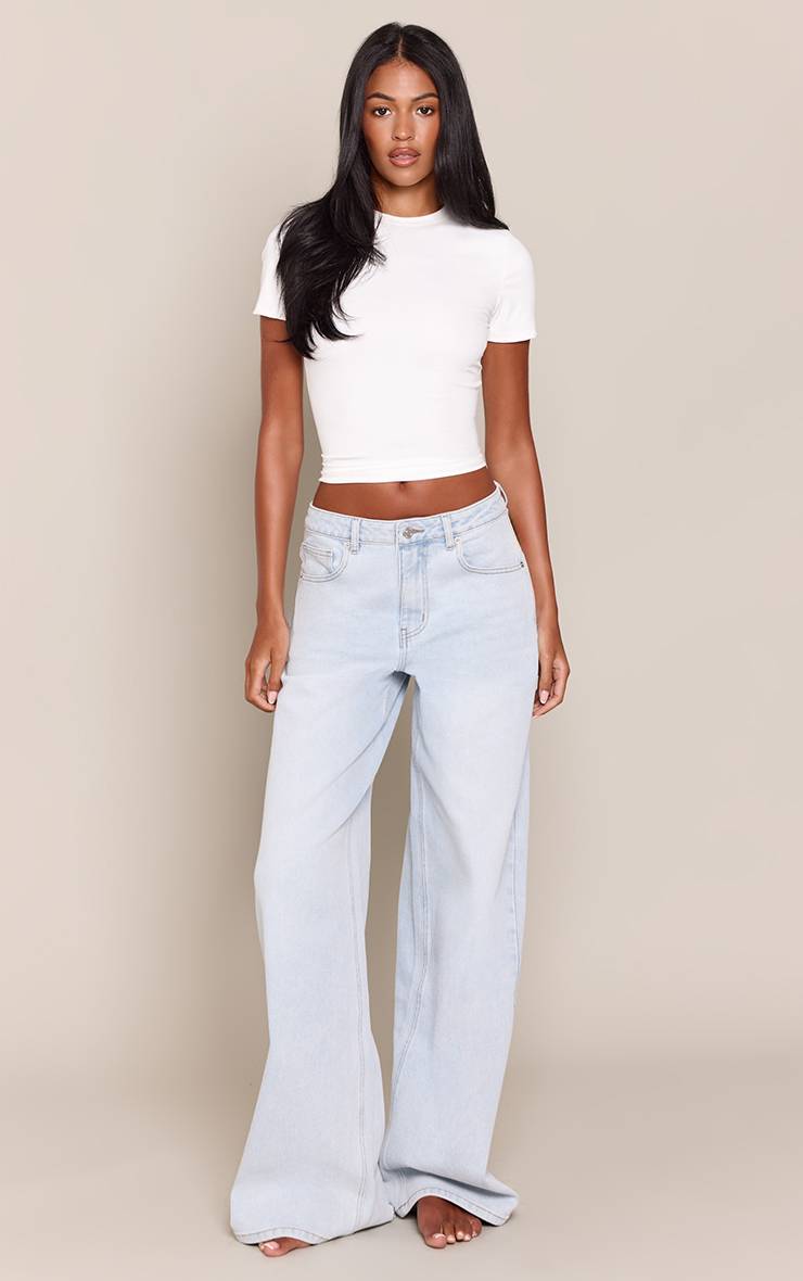 Bleu Clair Jean Large Taille Mi-haute Stretch Pour Grandes Tailles