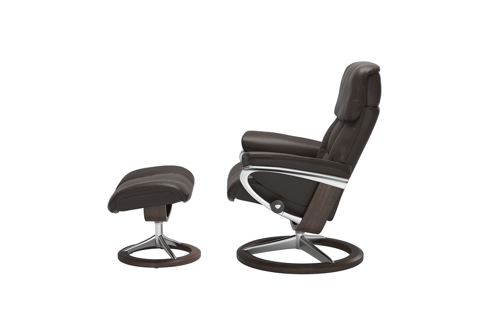 Ruby lenestol med krakk Hud Noblesse Dark Brown -  Signature Chrome  - Wengebeiset
