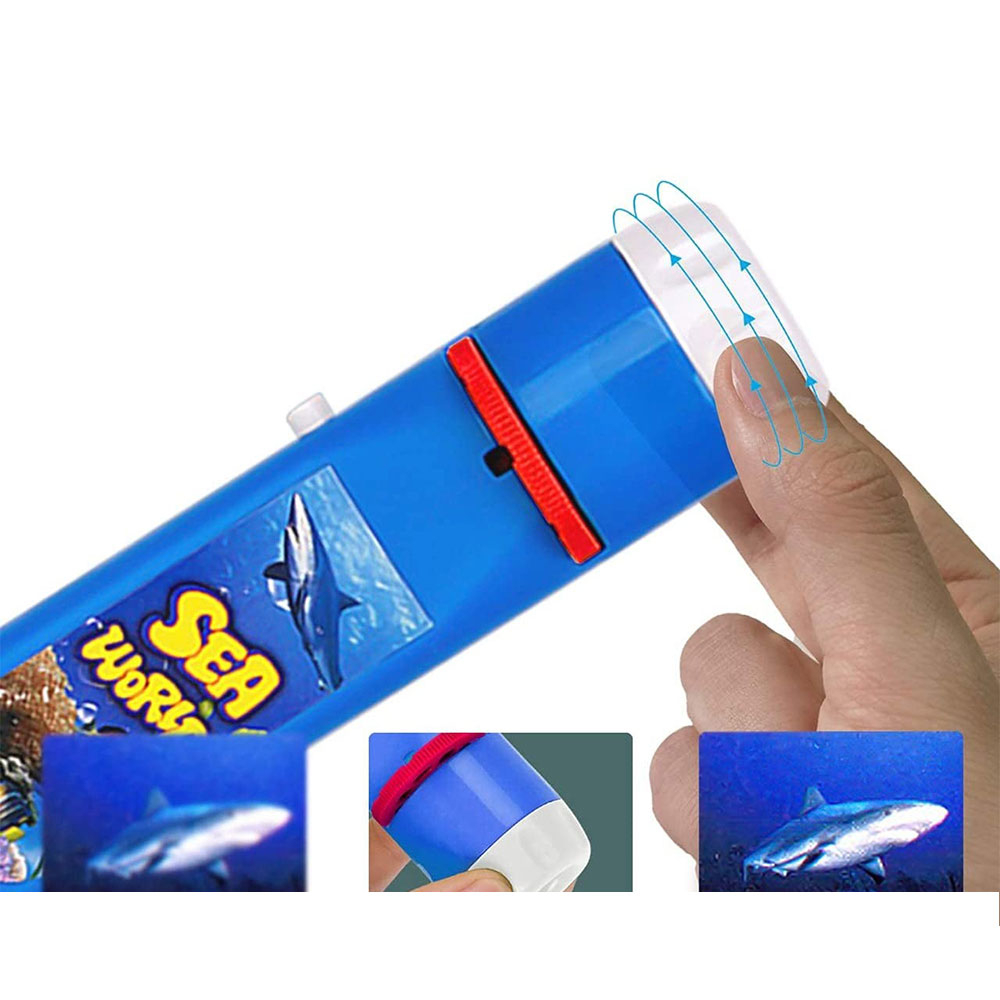 (2er Set) Kinder Taschenlampe Beamer Projektor Spielzeug Diashow mit Wildtieren   Unterwasserwelt (Batteriebetrieben) - Blau / Gelb