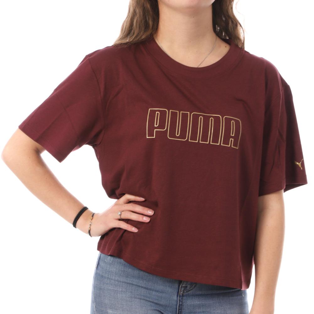 Puma T-shirt Bordeau Femme Puma Cropped