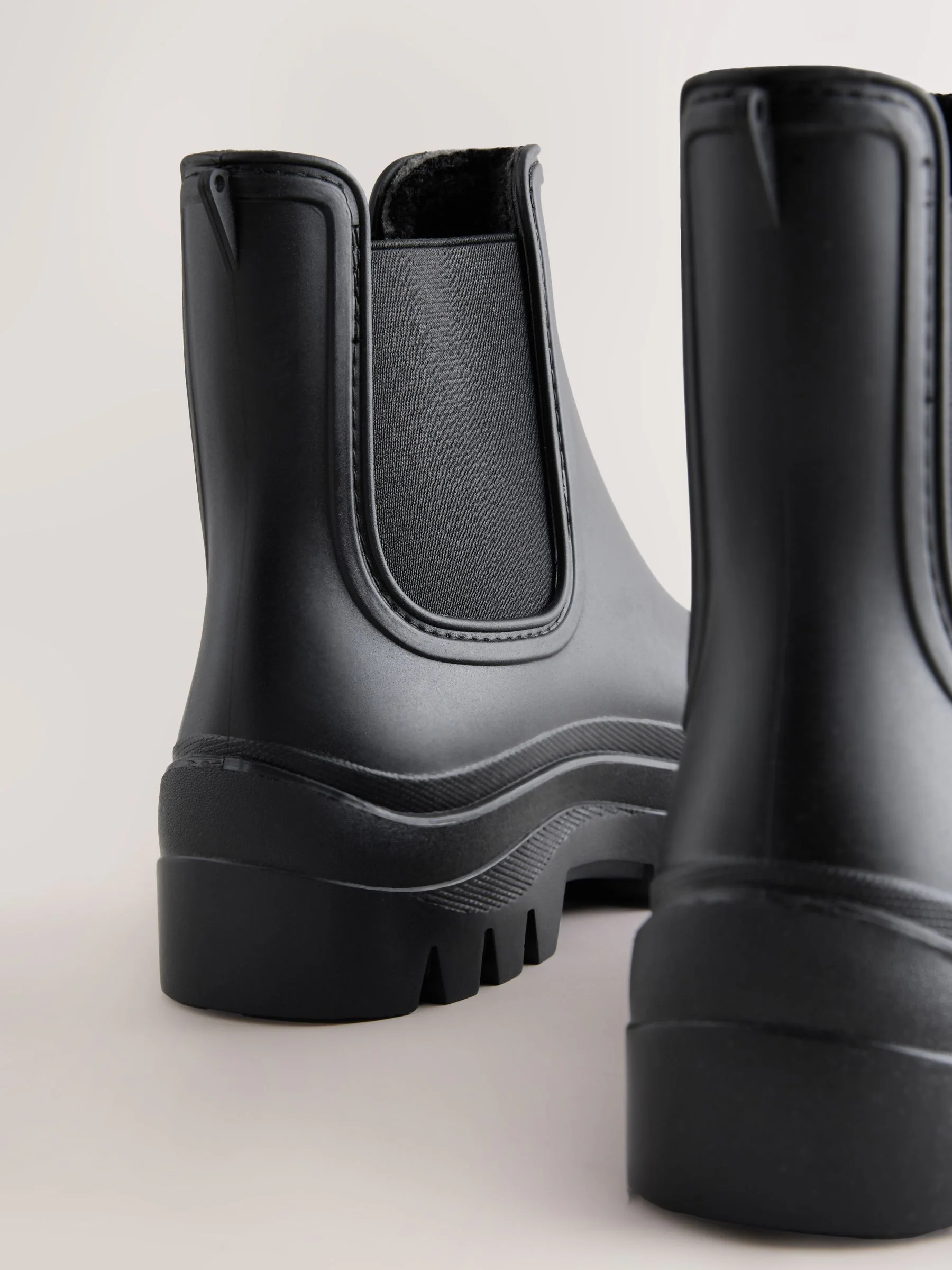 Zwart - Faux Fur Lined Chelsea Ankle Wellies