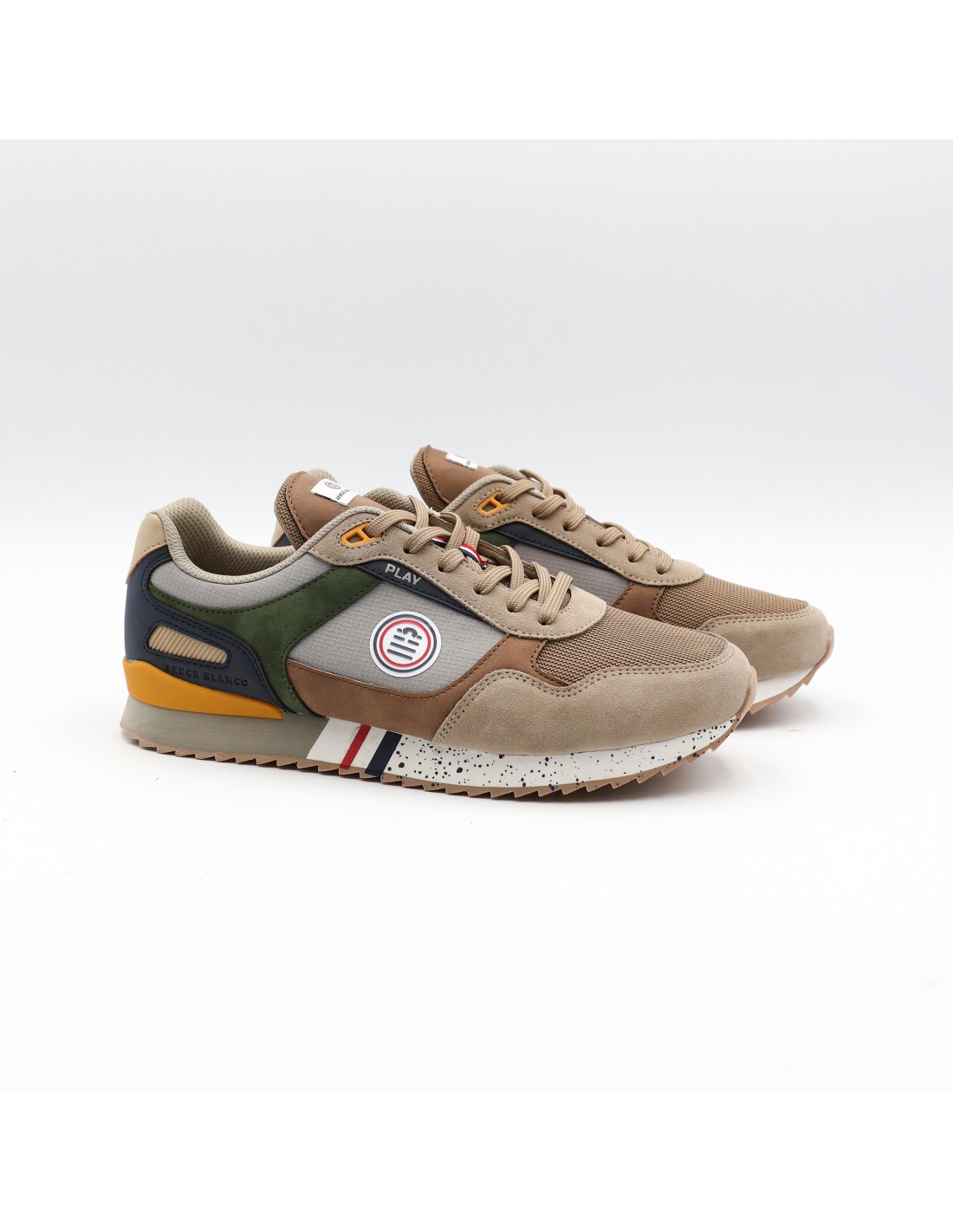 serge blanco Baskets De Ville Homme Chamonix Beige/Orange