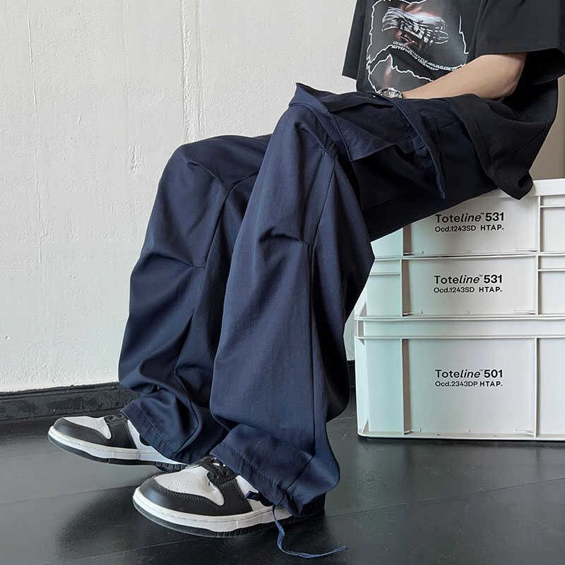 Fushet - Effen cargobroek met elastische taille en rechte pijpen