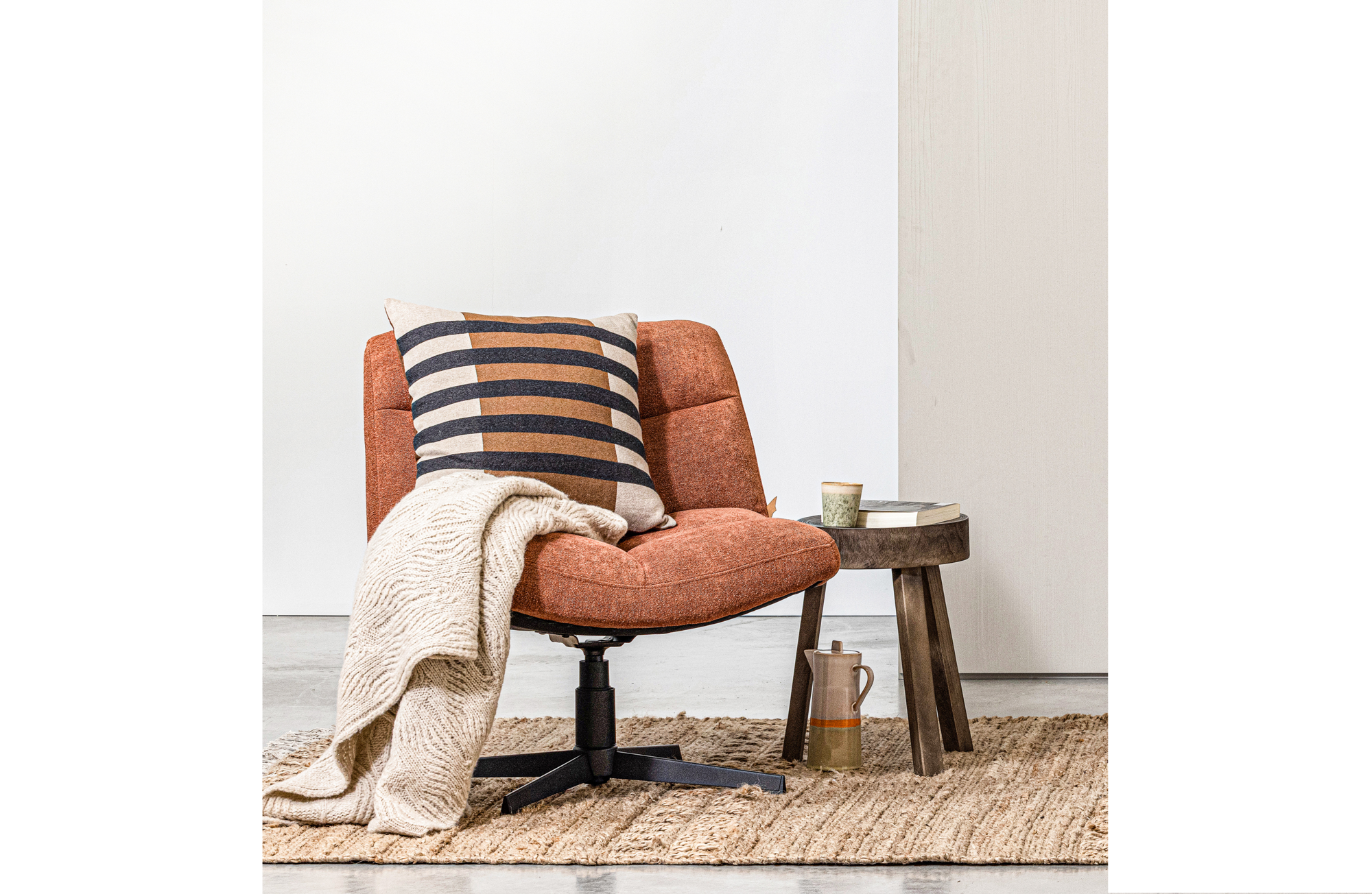 Draaifauteuil Vinny bouclé - Antraciet
