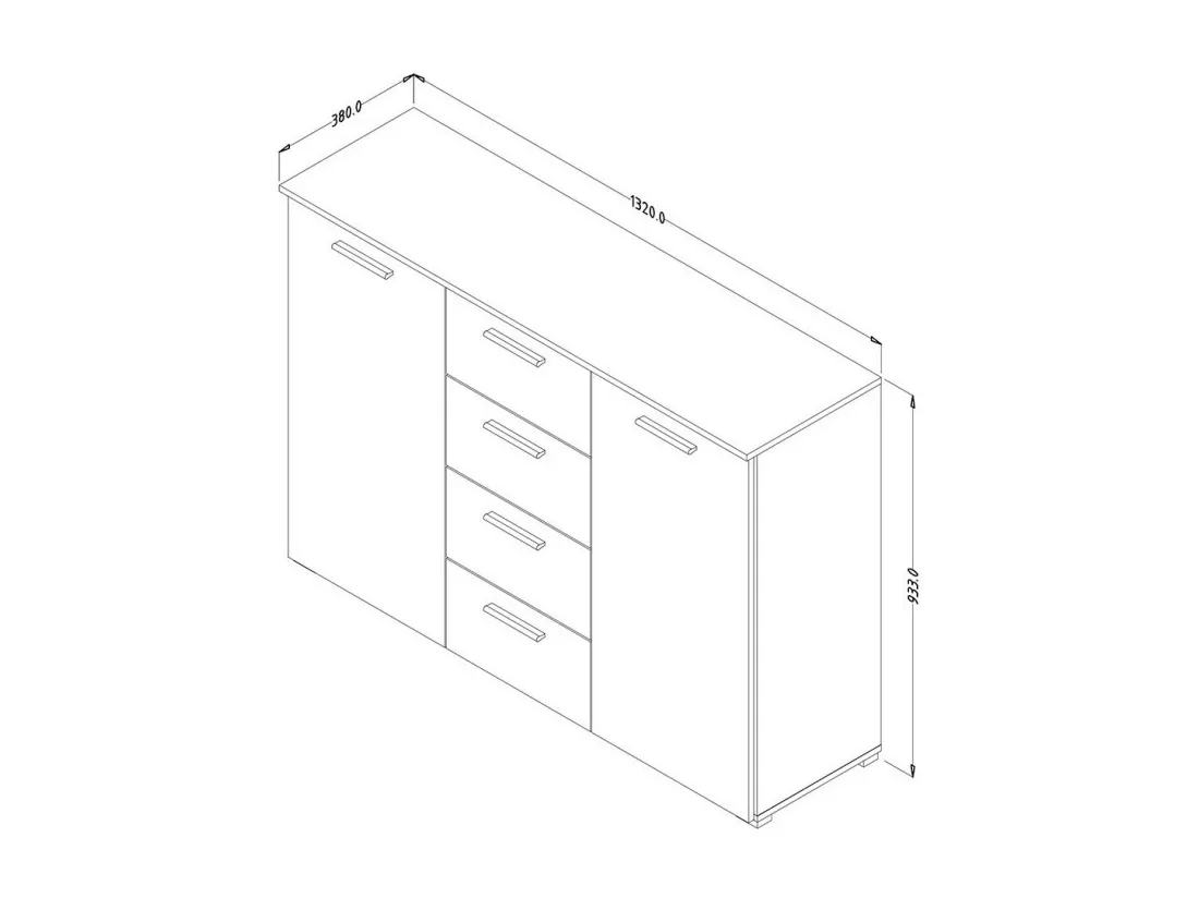 Chambre à coucher complète collection EOS : Armoire 220cm, Lit 180x200, commode, chevets. Couleur blanc mat