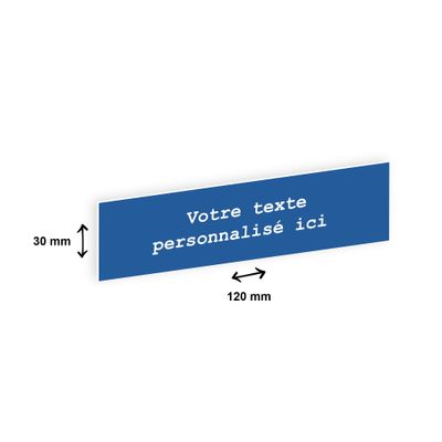Plaque boîte à lettres personnalisée avec votre texte - 120 x 30 mm - bleue - adhésivée prête à poser