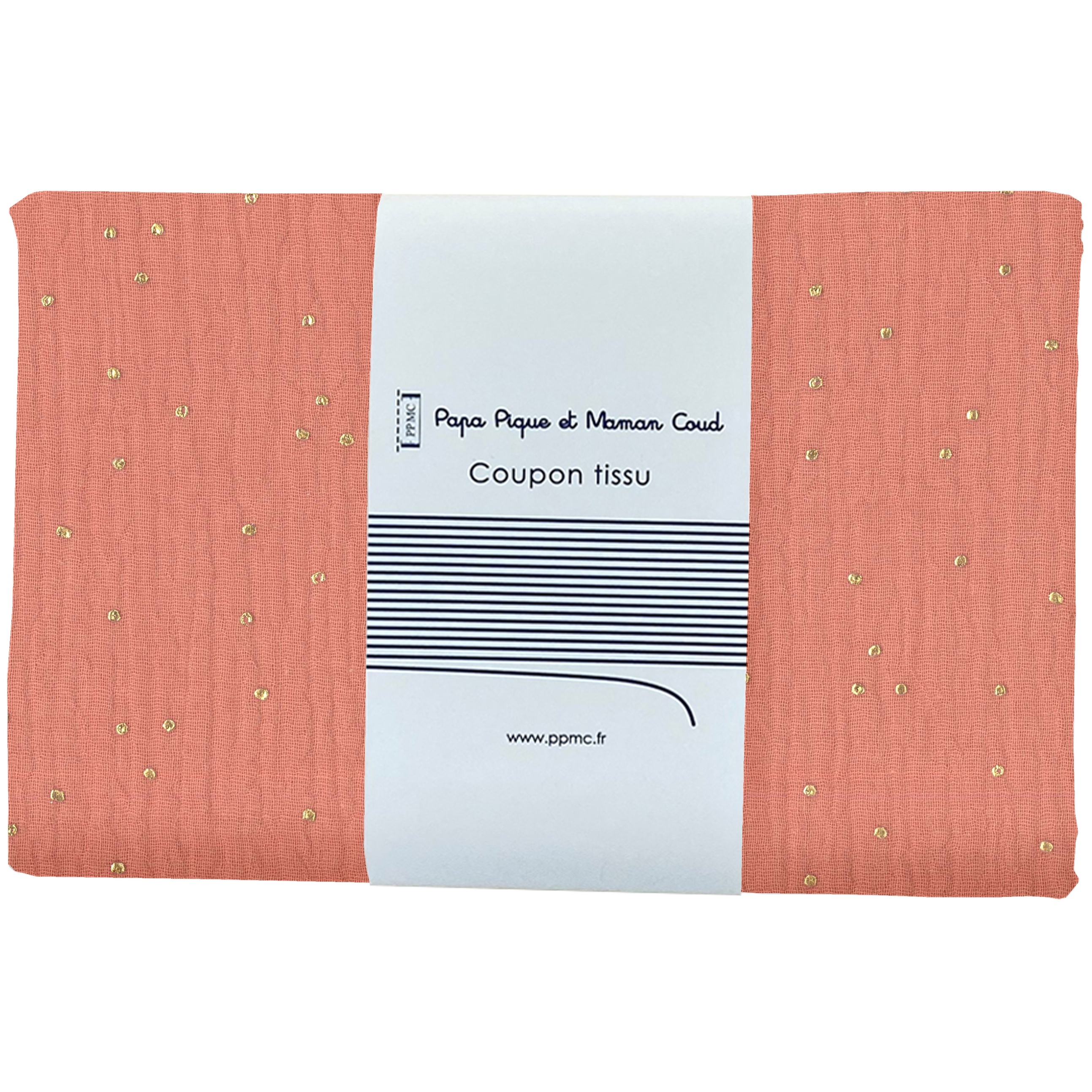 Coupon Tissu 1 M Gaze Pois Or Rose Blush