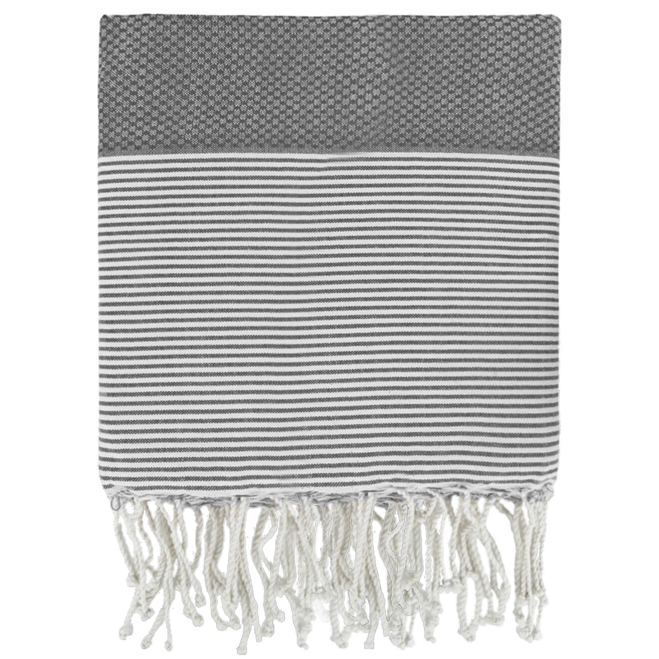 Febronie Fouta Famiglia XXL Nid d'Abeille Ibiza gris moyen -  200x200 cm