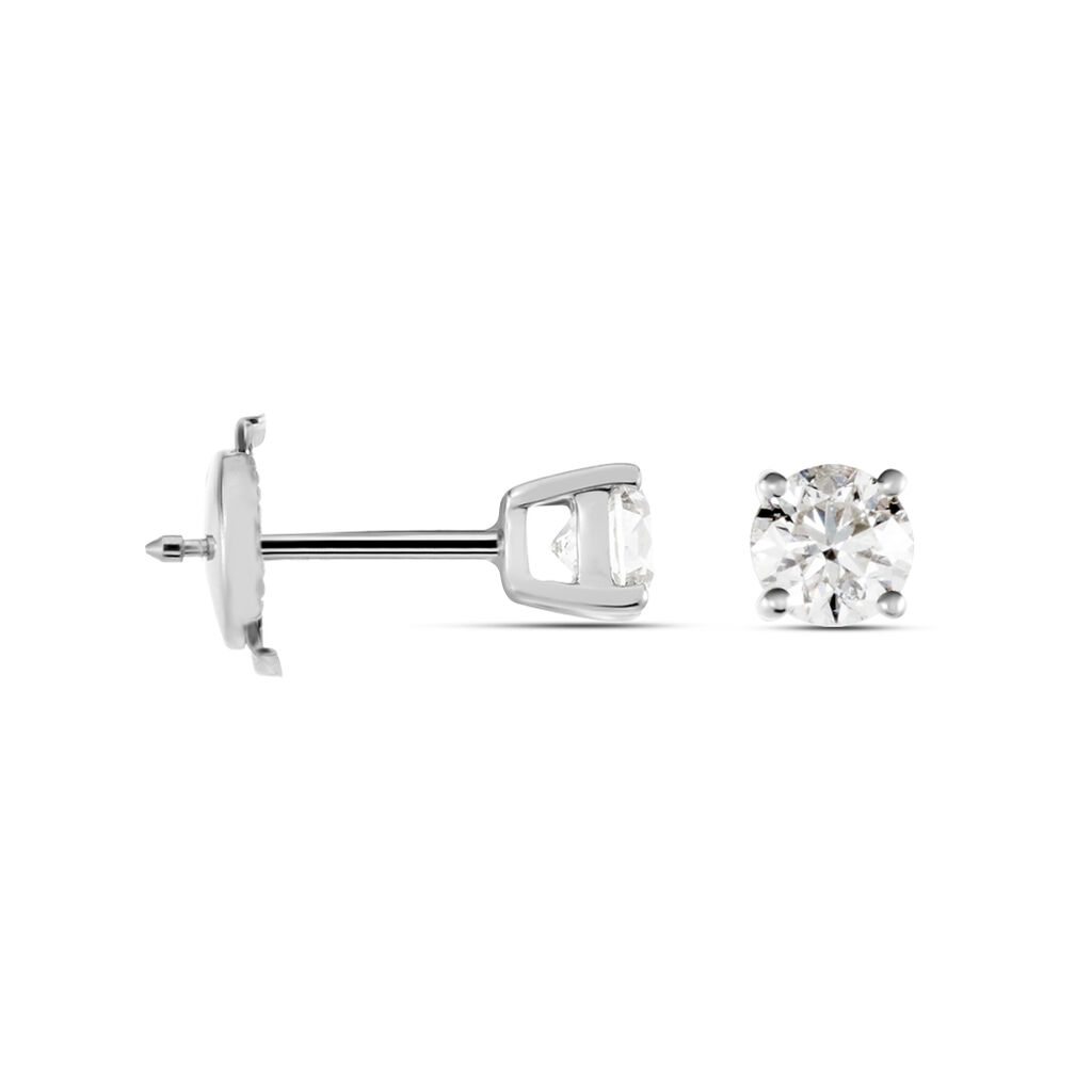 Boucles D'oreilles Puces Victoria Or Blanc Diamant