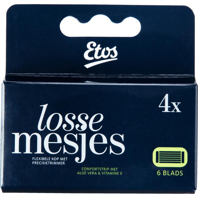 Etos Scheermes Man Navul 6 Blads Zwart 4 stuks