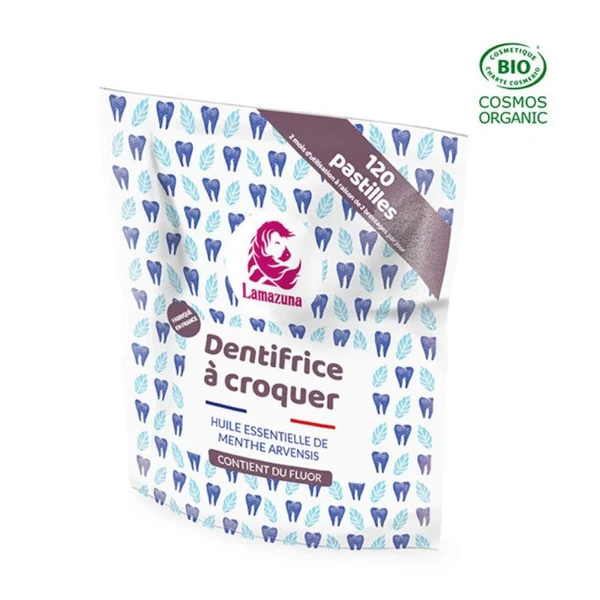 Lamazuna Dentifrice à Croquer - Ortie et Menthe 120 pastilles par sachet